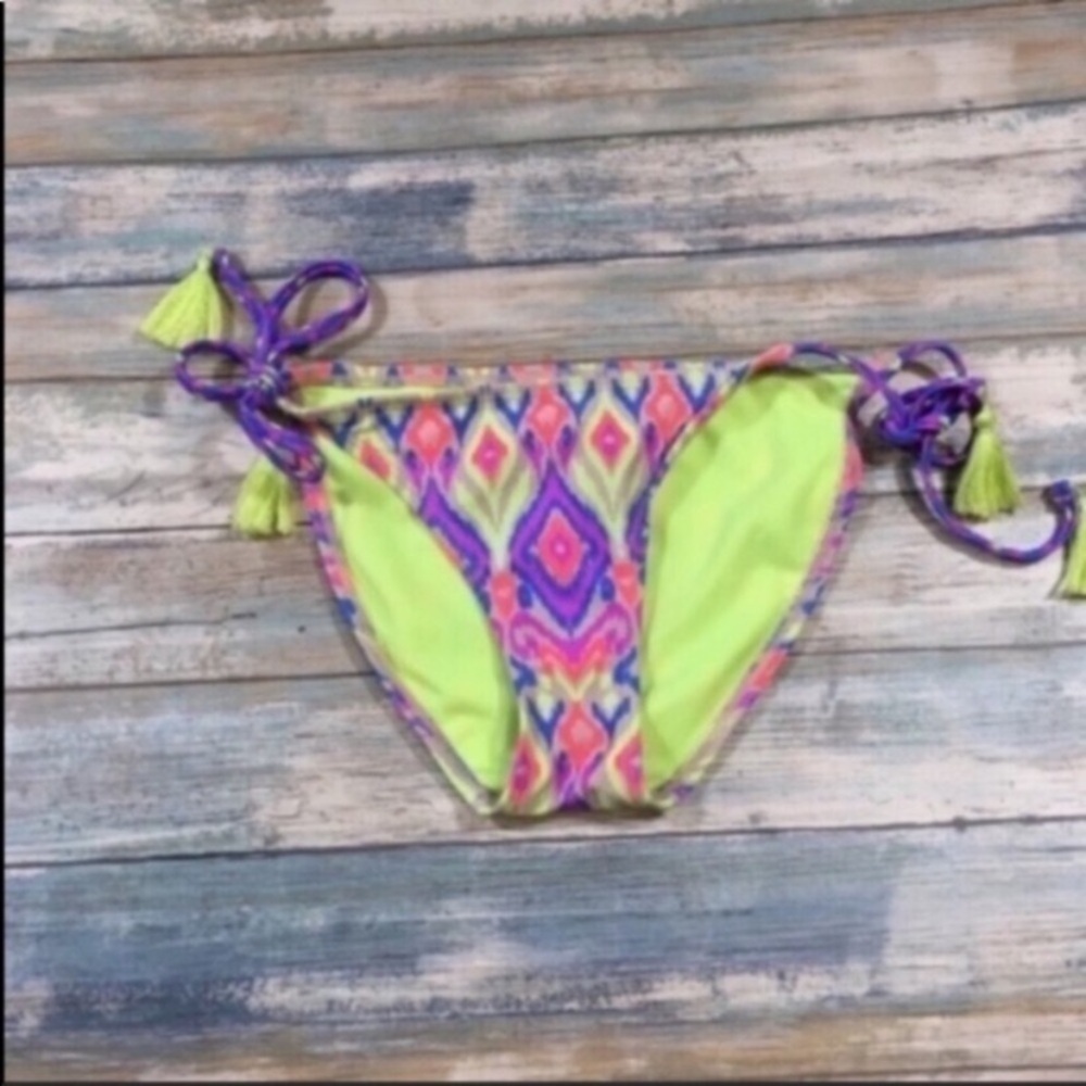 Xhilaration Bikini Bottoms XS Tie Side Tassel Multicolor Swimwear Women - Picture 2 of 4